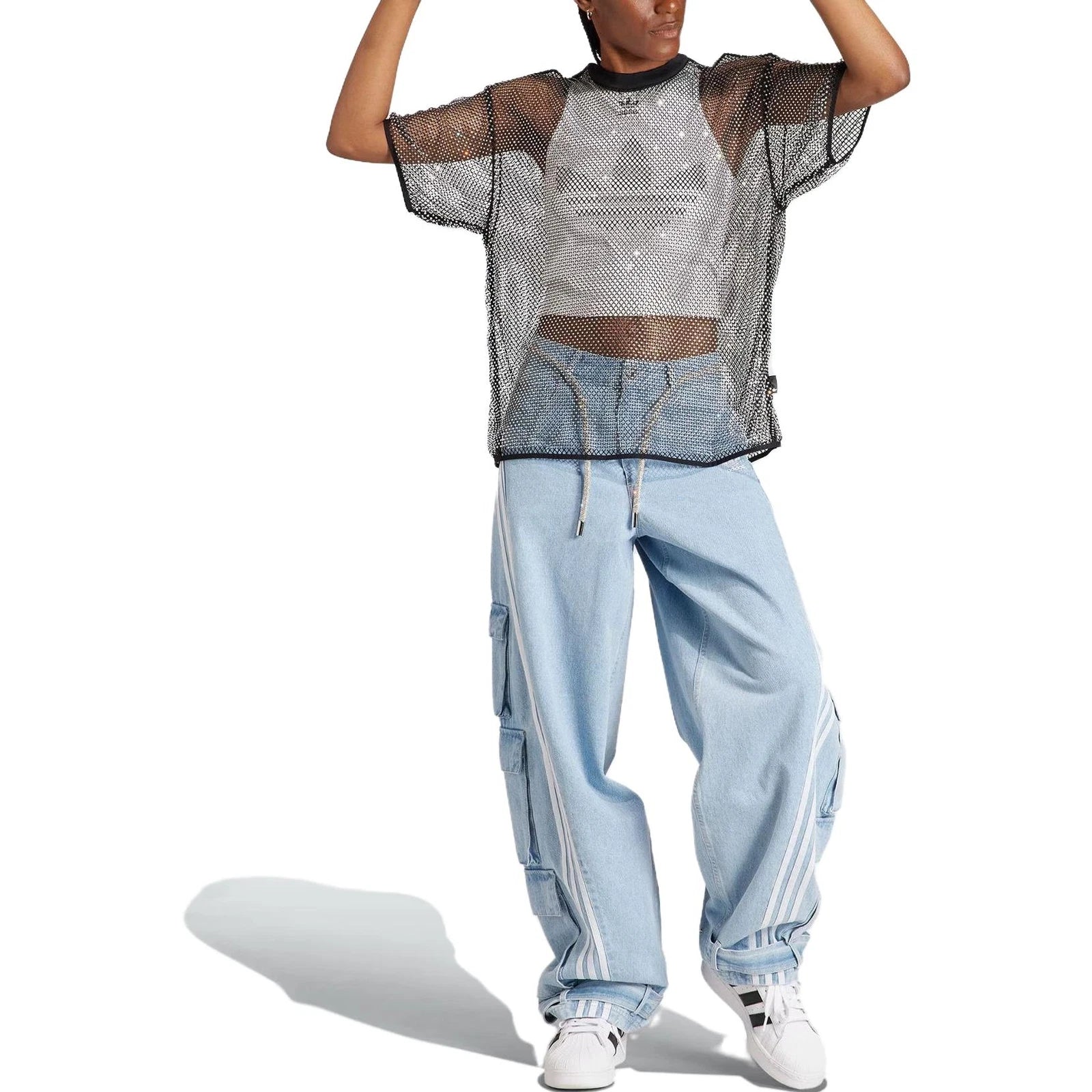 Adidas Rhinestone Mesh Top — Black