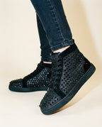 Christian Louboutin Studded High-Top Sneakers — Black