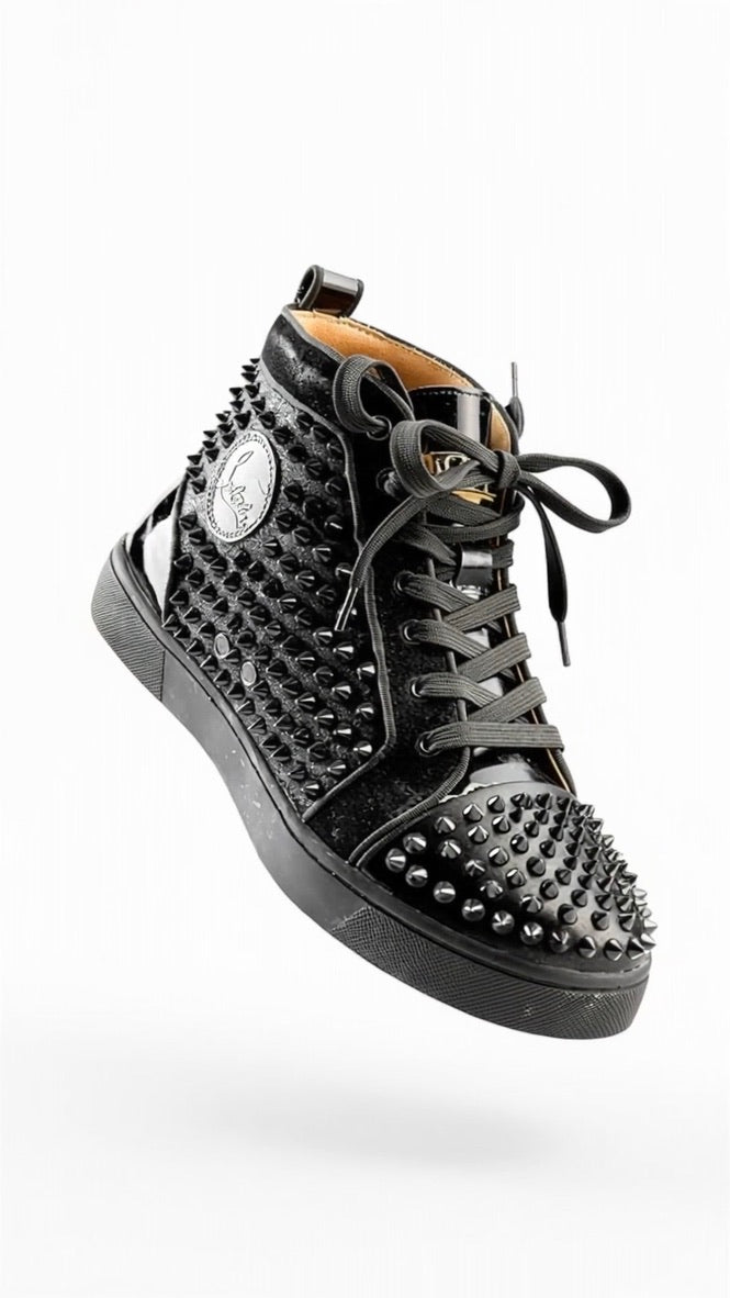 Christian Louboutin Studded High-Top Sneakers — Black