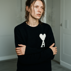 AMI Paris Ami de Coeur Knit Sweater — Black