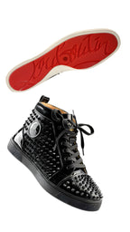 Christian Louboutin Studded High-Top Sneakers — Black