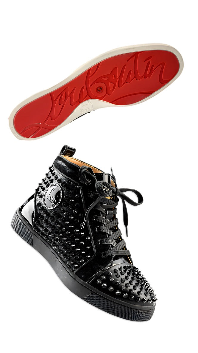 Christian Louboutin Studded High-Top Sneakers — Black
